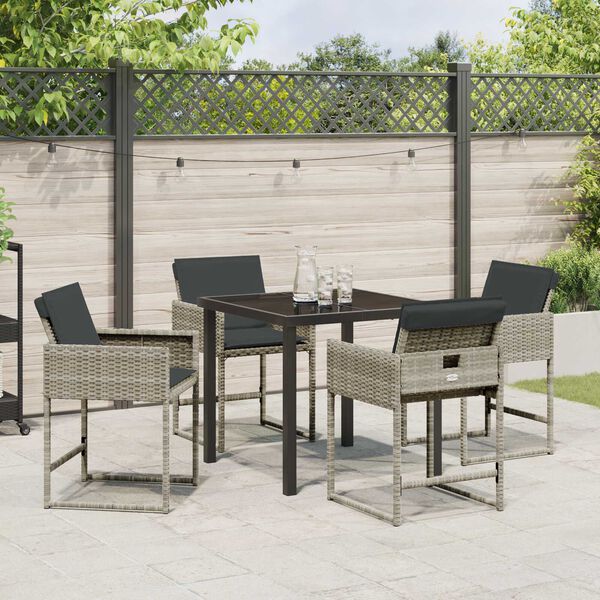 vidaXL Conjunto de Comedor de Jard&iacute;n 5 pcs Gris Claro rat&aacute;n sint&eacute;tico