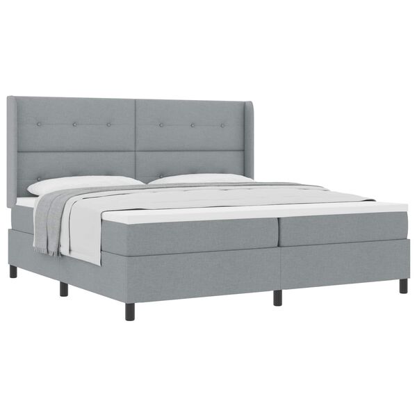 vidaXL Cama tipo Box Spring con colch&oacute;n Gris claro 200 x 200 cm tela