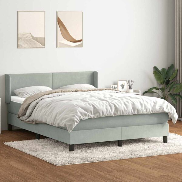 vidaXL Cama box spring con colch&oacute;n terciopelo gris claro 140x220 cm