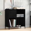 vidaXL Mueble para discos de vinilo Roble Negro 84,5 x 38 x 89 cm