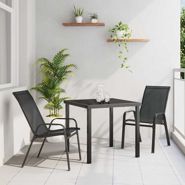 vidaXL Conjunto de Comedor de Jard&iacute;n 3 pcs Negro