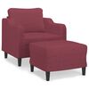 vidaXL Sill&oacute;n con taburete tela rojo tinto 60 cm