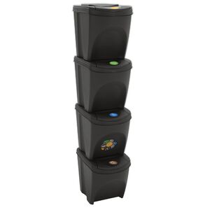 vidaXL Cubos de basura apilables 4 uds polipropileno gris 100 L