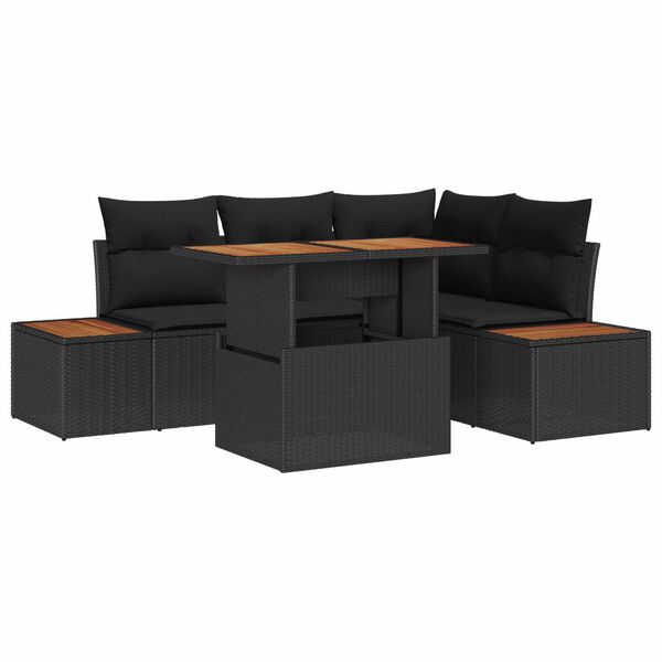 vidaXL Conjunto de Comedor de Jard&iacute;n con coj&iacute;n 5 pcs Negro y Marr&oacute;n