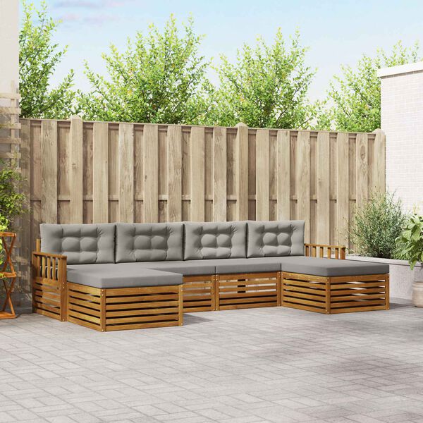 vidaXL Juegos de sof&aacute;s con coj&iacute;n 6 pcs Gris Natural y Claro