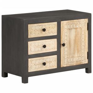 vidaXL Aparador de madera maciza de mango gris y blanco 75x35x55 cm