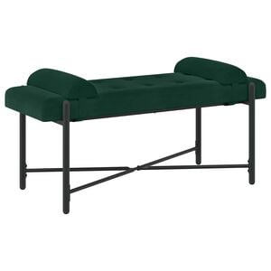 vidaXL Banco con Botones y Cojines Verde oscuro 110 x 40 x 46 cm