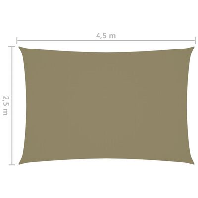 vidaXL Toldo de vela rectangular tela Oxford beige 2,5x4,5 m