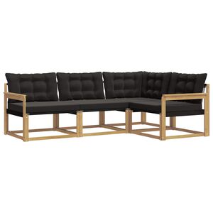 vidaXL Conjunto de sof&aacute;s de exterior con coj&iacute;n 4 pcs Blanco y Negro