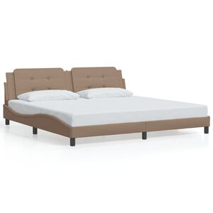 vidaXL Estructura de cama sin colch&oacute;n Zadar cuero sint&eacute;tico capuchino 200x200cm