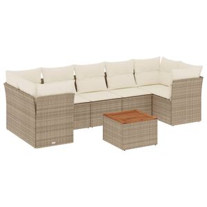 vidaXL Set de sof&aacute;s de jard&iacute;n y cojines 8 piezas rat&aacute;n sint&eacute;tico beige