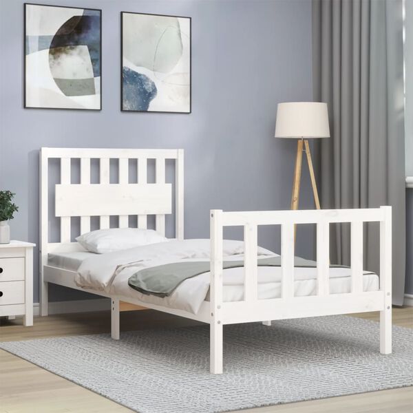 vidaXL Estructura de cama sin colch&oacute;n madera de pino blanca 90x200 cm