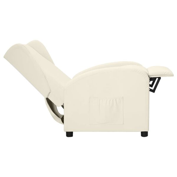 vidaXL Sill&oacute;n orejero reclinable de cuero sint&eacute;tico blanco crema