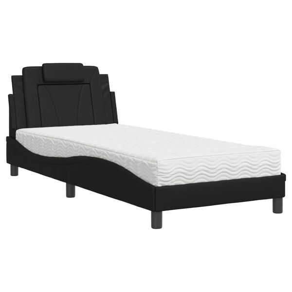 vidaXL Cama Viana con colch&oacute;n cuero sint&eacute;tico negro 80x200 cm