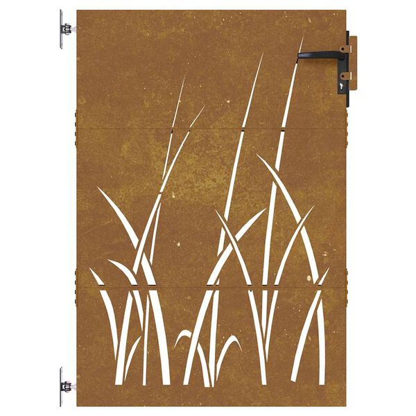 vidaXL Puerta de jard&iacute;n acero corten dise&ntilde;o hierba 85x150 cm
