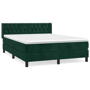 vidaXL Cama box spring con colch&oacute;n terciopelo verde oscuro 140x200 cm