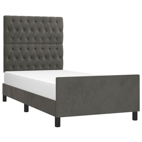 vidaXL Estructura de cama sin colch&oacute;n terciopelo gris oscuro 90x200 cm