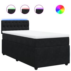 vidaXL Cama box spring con colch&oacute;n terciopelo negro 100x200 cm