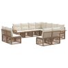 vidaXL Conjunto de sof&aacute;s de jard&iacute;n 11 pcs Beige rat&aacute;n sint&eacute;tico
