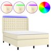 vidaXL Cama box spring colch&oacute;n y LED cuero sint&eacute;tico crema 140x200 cm