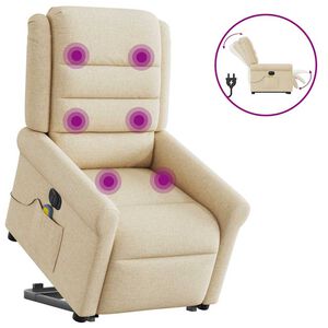 vidaXL Sill&oacute;n de masaje el&eacute;ctrico reclinable elevable tela crema