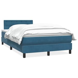 vidaXL Cama box spring con colch&oacute;n terciopelo azul oscuro 120x210 cm