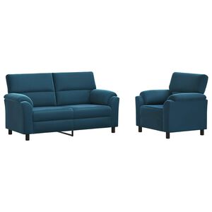 vidaXL Juego de Sof&aacute; 2 pcs Azul Terciopelo
