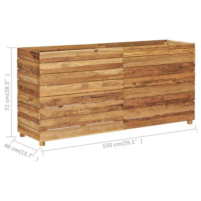 vidaXL Arriate elevado madera de teca reciclada y acero 150x40x72 cm