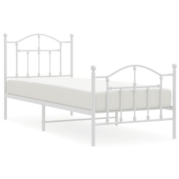 vidaXL Estructura cama sin colch&oacute;n con estribo metal blanco 80x200 cm
