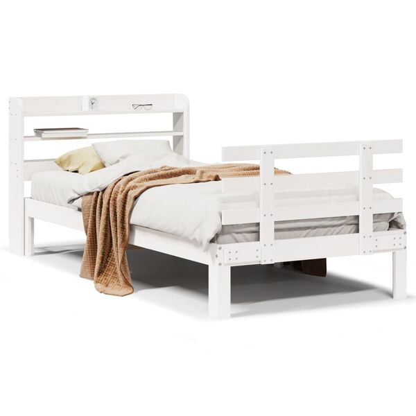 vidaXL Estructura de cama con cabecero sin colch&oacute;n blanco 90x190 cm