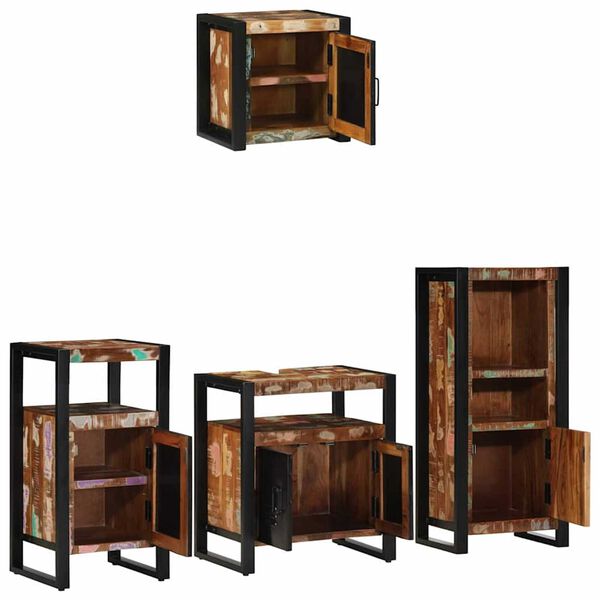 vidaXL Juego de muebles de ba&ntilde;o 4 pcs Madera s&oacute;lida recuperada