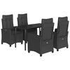 vidaXL Set de muebles jard&iacute;n 5 pzas con cojines rat&aacute;n sint&eacute;tico negro