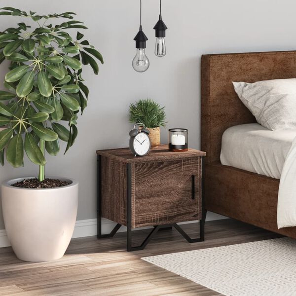 vidaXL Mesita de noche madera de ingenier&iacute;a marr&oacute;n roble 40x30x40 cm