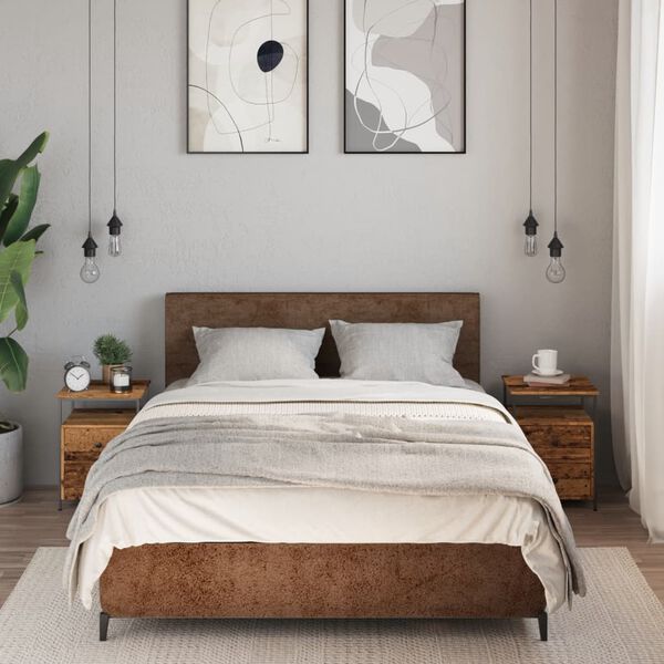 vidaXL Mesitas de noche 2 uds madera envejecida 34x35,5x50 cm