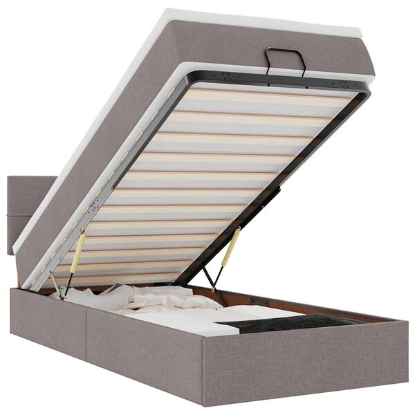 vidaXL Estructura de cama otomana colch&oacute;n tela gris pardo 90x190cm