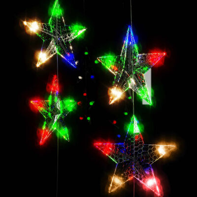 vidaXL Cortina de luces estrellas 200 LEDs de colores 8 funciones