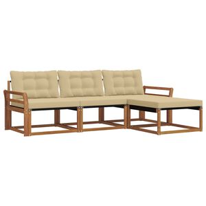 vidaXL Conjunto de sof&aacute;s de exterior con coj&iacute;n 4 pcs Natural y Beige