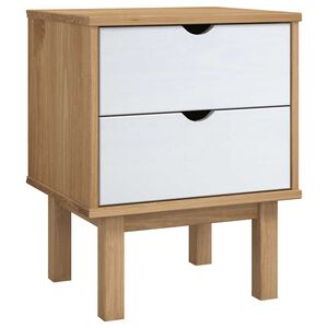 vidaXL Mesita de noche OTTA madera de pino marr&oacute;n y blanco 45x39x57 cm