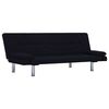vidaXL Sof&aacute; cama con dos almohadas de poli&eacute;ster negro