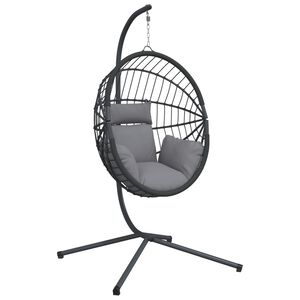 vidaXL Silla colgante huevo con soporte rat&aacute;n y acero gris