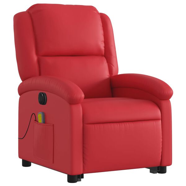 vidaXL Sill&oacute;n de majaje elevable el&eacute;ctrico cuero artificial rojo
