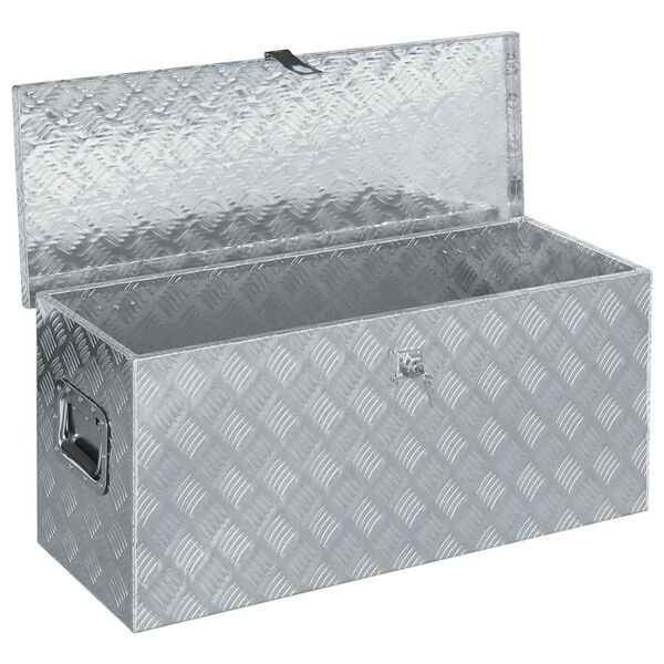 vidaXL Caja de aluminio plateado 90,5x35x40 cm