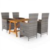 vidaXL Juego de comedor para jard&iacute;n de 5 piezas gris