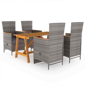 vidaXL Juego de comedor para jard&iacute;n de 5 piezas gris