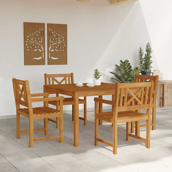 vidaXL Conjunto de Comedor de Jard&iacute;n 5 pcs Marr&oacute;n