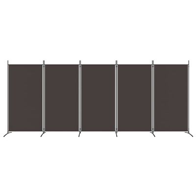 vidaXL Biombo divisor de 5 paneles de tela marrón 433x180 cm