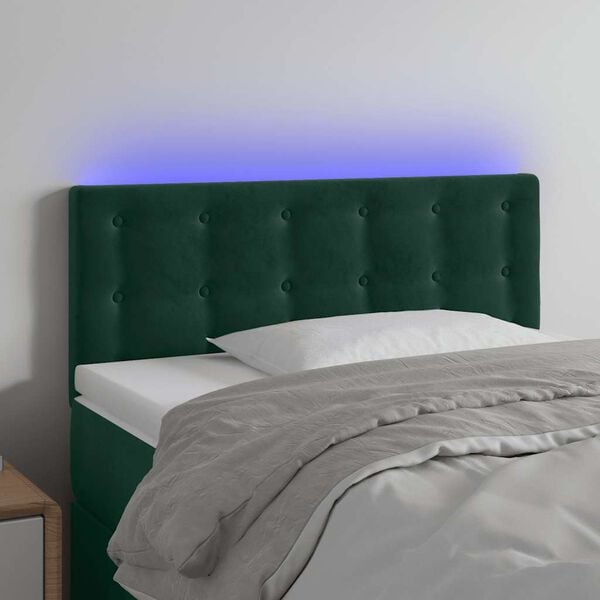 vidaXL Cabecero con LED de terciopelo verde oscuro 80x5x78/88 cm
