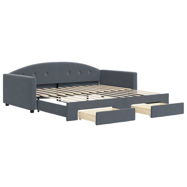 vidaXL Sofá cama nido con cajones terciopelo gris oscuro 100x200 cm