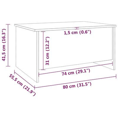 vidaXL Mesa de centro madera contrachapada blanco 80x55,5x41,5 cm