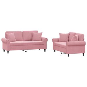 vidaXL Juego de sof&aacute;s con cojines 2 piezas terciopelo rosa